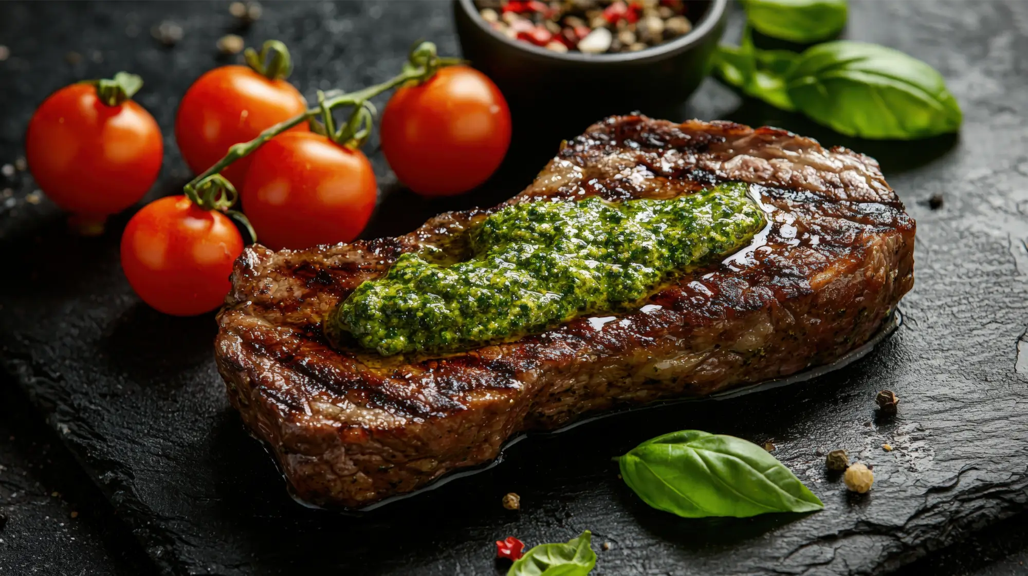 New York Steaks with Pesto