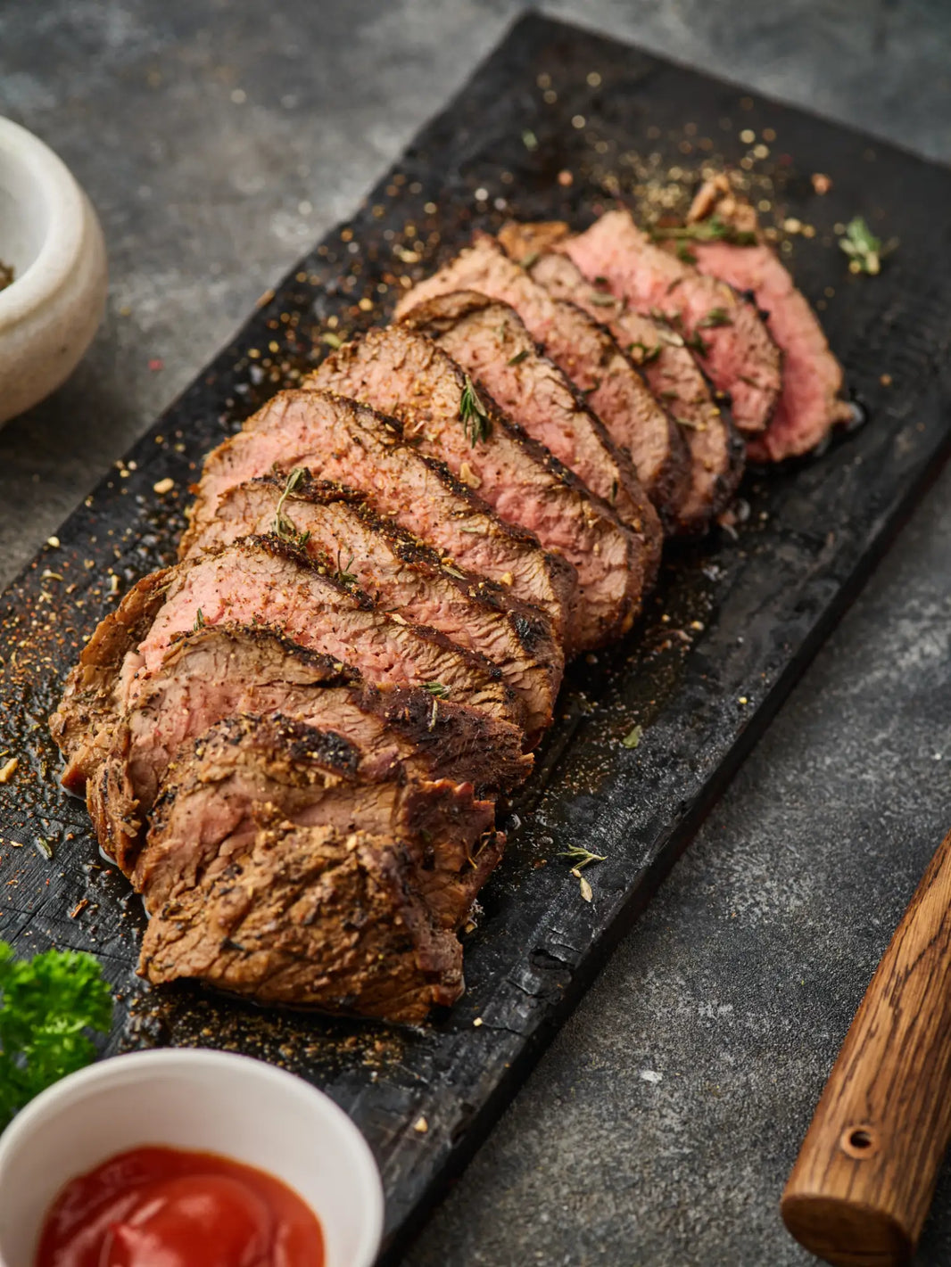 Peppered Beef Tenderloin with Bacon-Onion Jam