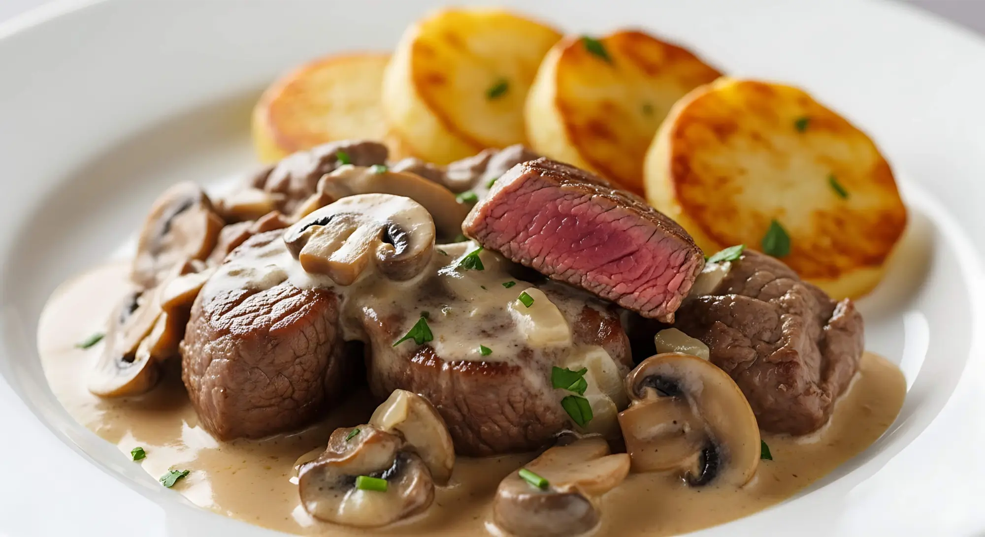 Filet Mignon with Mustard Cream and Wild Mushrooms