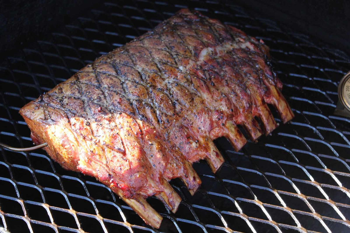 Bone Loin Rack Berkshire 8 Bone Pork Rack | Heritage Roast – Jimmy Ps Steaks